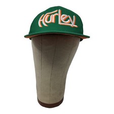 Boys Hurley Snapback Hat Green Embroidered Spell Out Adjustable