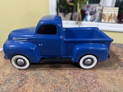 Official Licensed vintage Blue Ford F1 Ceramic Pickup Truck  11'' x 5'' Teleflora