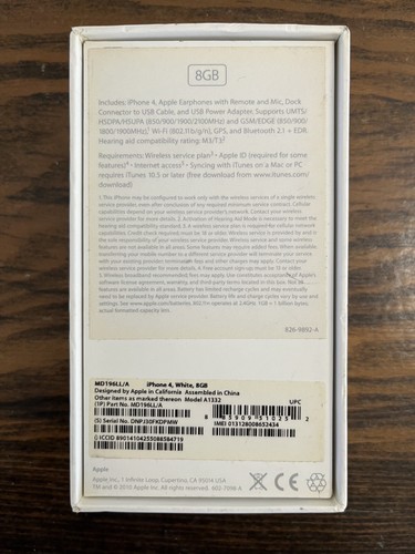 iPhone 4 blanc 8 Go A1332 *boîte vide uniquement* boîte avec guide de démarrage. - Photo 2 sur 5