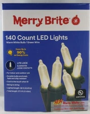 Merry Brite 140 Count LED Light Warm White / Green Wire