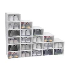 20 Pack Shoe Boxes Plastic Shoe Organizer for Closet Stackable Shoe Containers 