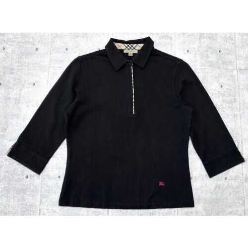 Burberry London 3/4 Sleeves, Half-Zip Polo Shirt in Black Burberry London 3/4 Sleeves, Half-Zip Polo Shirt in Black