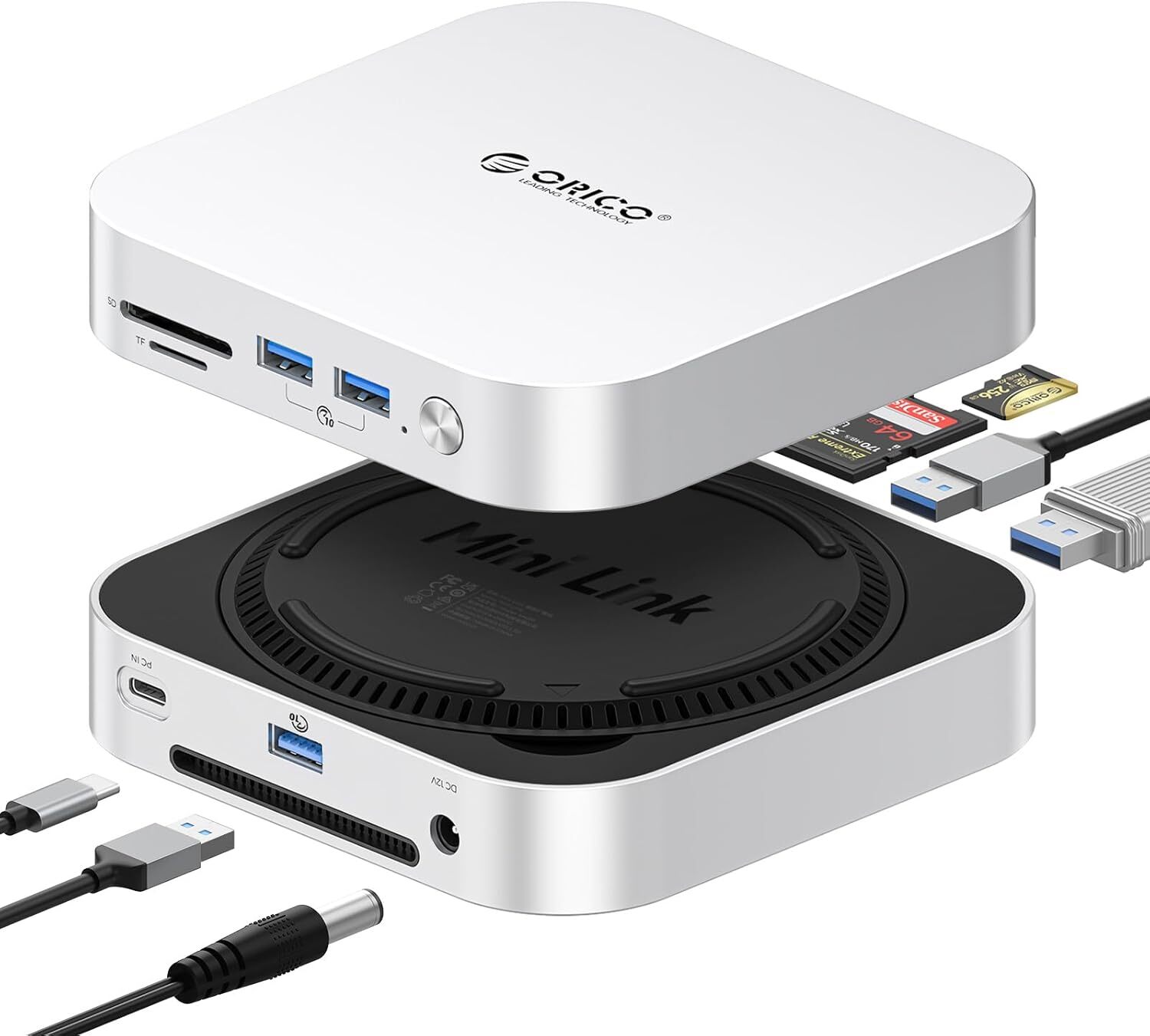 ORICO USB4 40Gbps Hub for Mac Mini M4 7-in-1 Alu Docking Station MiniLink SSD