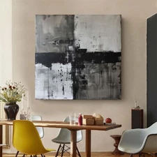 Wall Art balck and Gray Oil Painting Hand Painted Decorative Modern Abstract