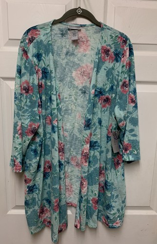 Teal Floral Lightweight Cardigan Size 