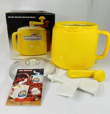 Vintage Donvier Pint Size Premier Ice Cream Maker Color Yellow NIB