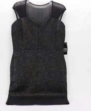 FTF Little Black Dress Silver Gold Sheer Upper 1X NWT Fashion to Figure USA
