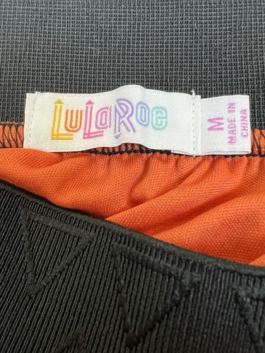 LULAROE Lola Lace Skirt Size Medium Orange Elastic Waist Lined A Line Casual - Picture 12 of 13
