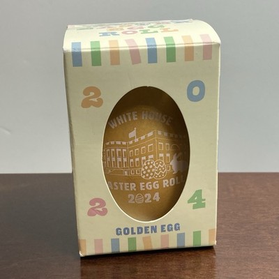 2024 White House Easter Egg Roll 3  GOLDEN EGG Wooden w/ Box