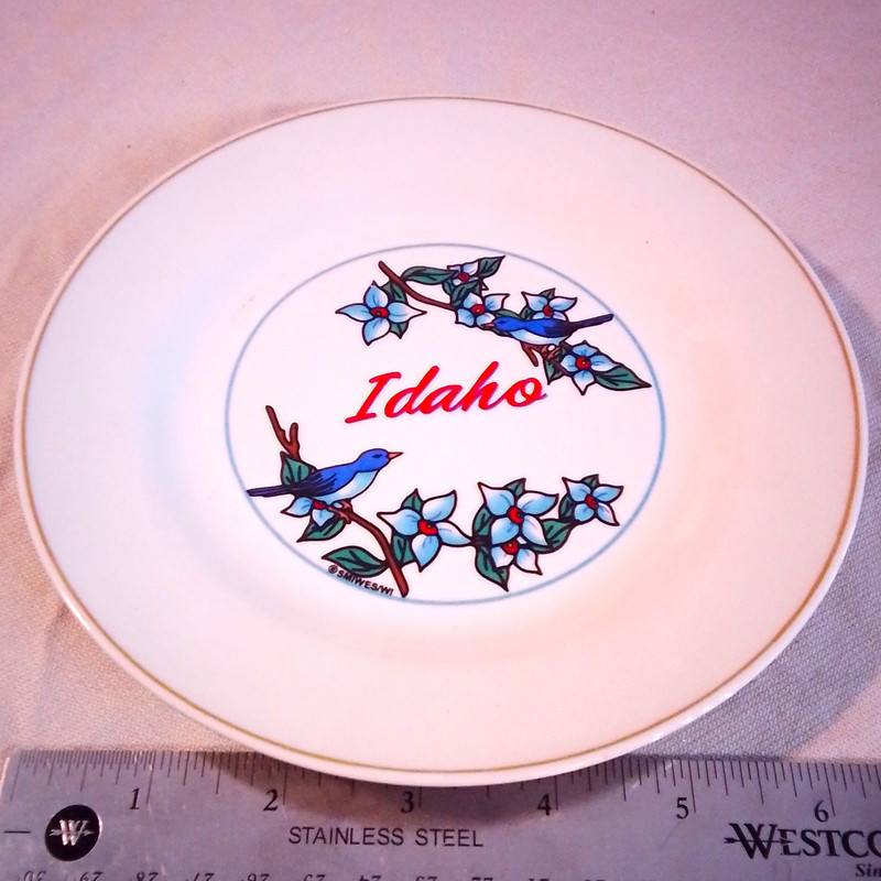 Idaho Souvenir Decorative Plate Bluebirds & Flowers Wall Hanger Made in China