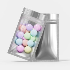 100/500/1000 Clear Window Silver Mylar Foil Resealable Flat Zipper Seal Bags