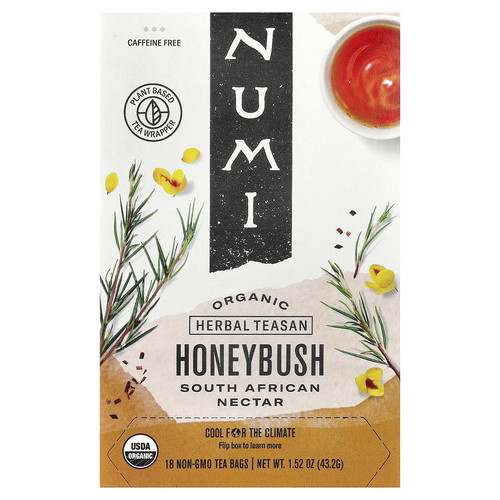 Organic Herbal Teasan, Honeybush, Caffeine Free, 18 Non-GMO Tea Bags, 1.52 oz