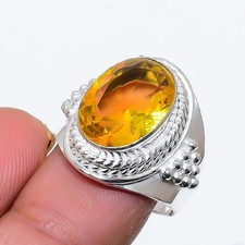 Yellow Citrine Gemstone 925 Sterling Silver Jewelry All Size Ring For Gift