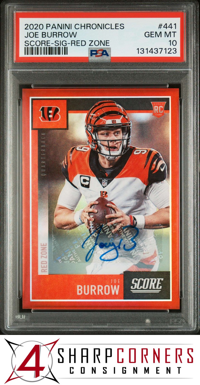 Joe Burrow Panini Chronicles Score #441 Signature-Red Zone