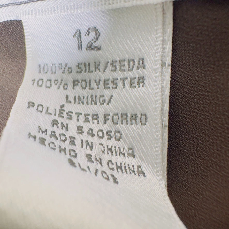 Jones Wear Blouse 12 Brown Floral Silk Fairy Y2K Bell Sleeve Lined Romantic Top - Image 4 of 4