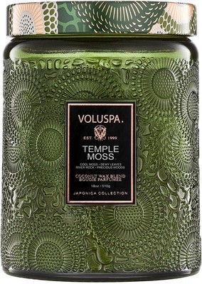 Voluspa Temple Moss, Large Candle Jar, 18oz, Coconut Wax Blend, Scented Candles