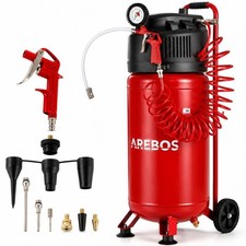 AREBOS Druckluft Kompressor Luftkompressor 50L 10 Bar stehend 13-tlg Zubeh&ouml;r Rot