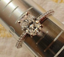 925 Sterling Silver Oval White Moissanite Pro...