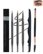 3 Pcs Waterproof Eyebrow Pencil Set,Gray Ultra Slim Eye Brow 02 Gray