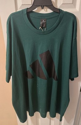Adidas Cotton T-shirt Training SS Tee Size 4XL 4XB Big & Tall Green 3 Stripes 
