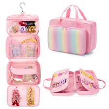 Hanging Hair Accessories Organizer for Baby Girls, Hair Bow Storage Bag, Trav...