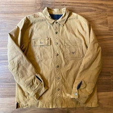 HAWX Work Gear Men’s Large Canvas Work Jacket Flannel Lined Barn Coat Tan Brown