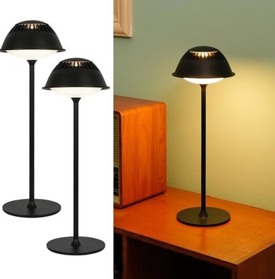 2er Pack Wiederaufladbare LED Tischleuchte Kabellos Touch Dimmbar Matt Schwarz