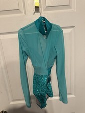 NWOT Weissman Green Dance Costume Biketard Suit Adult Size Small SA Sequin