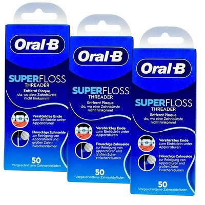 Oral-B SuperFloss Zahnseide 3x a 50 Stück KFO Zahnseide