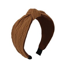 Brown Fabric Top Knot Headband Non Slip Wide Fashion Knotted Hair Accessories