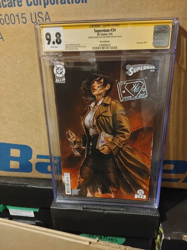 SUPERMAN #34 CGC SS 9.8 EOM VARIANT/CUSTOM SIG IN SUPERMAN'S SHIELD TYPE SKETCH
