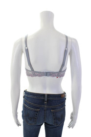 Lise Charmel Womens Floral Lace Detail Sheer Underwire Band Bra Gray Size 34D