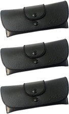 Double Snap Belt Loop Eyeglass Case PU 3 Count Pack of 3 Black 3 Pack 
