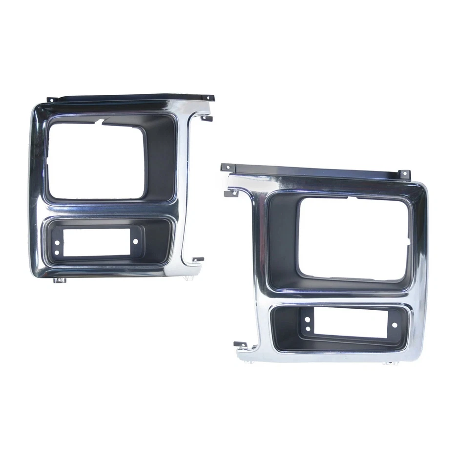 New Front Headlight Bezel Chrome/Black Left & Right Fits 1980-1986 Ford Bronco Foto 2 de 4