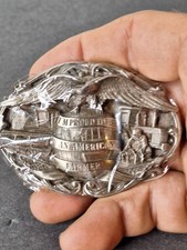 VINTAGE I'M PROUD TO BE AN AMERICAN FARMER BELT BUCKLE