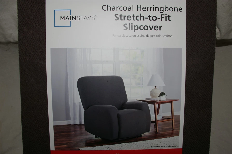 Funda reclinable Mainstays elástica para adaptarse, 4 piezas, gris carbón ¡NUEVA! Foto 3 de 4