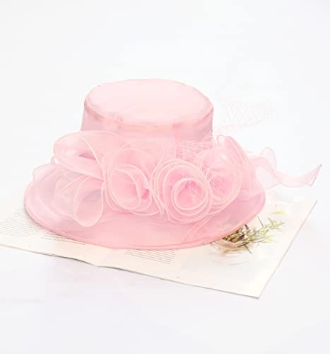 Z&X Organza Church Wedding Tea Party Derby Hats for 024 Light Pink Fascinator - Picture 4 of 5
