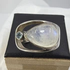 Vintage Aryo Sterling Silver Moonstone & Blue Aquamarine Ring Modernist Size 8