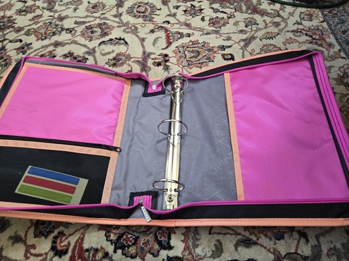 Five Star 2" Zipper Binder Pink Peach Black 530 Sheet Double Zippers Handle - Picture 2 of 3