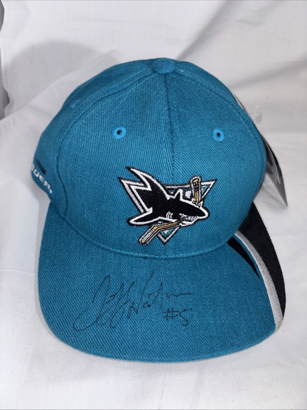VTG Rare Signed "Jeff Norton" San Jose Sharks ADJ Hat Bauer NHL Hockey NWT