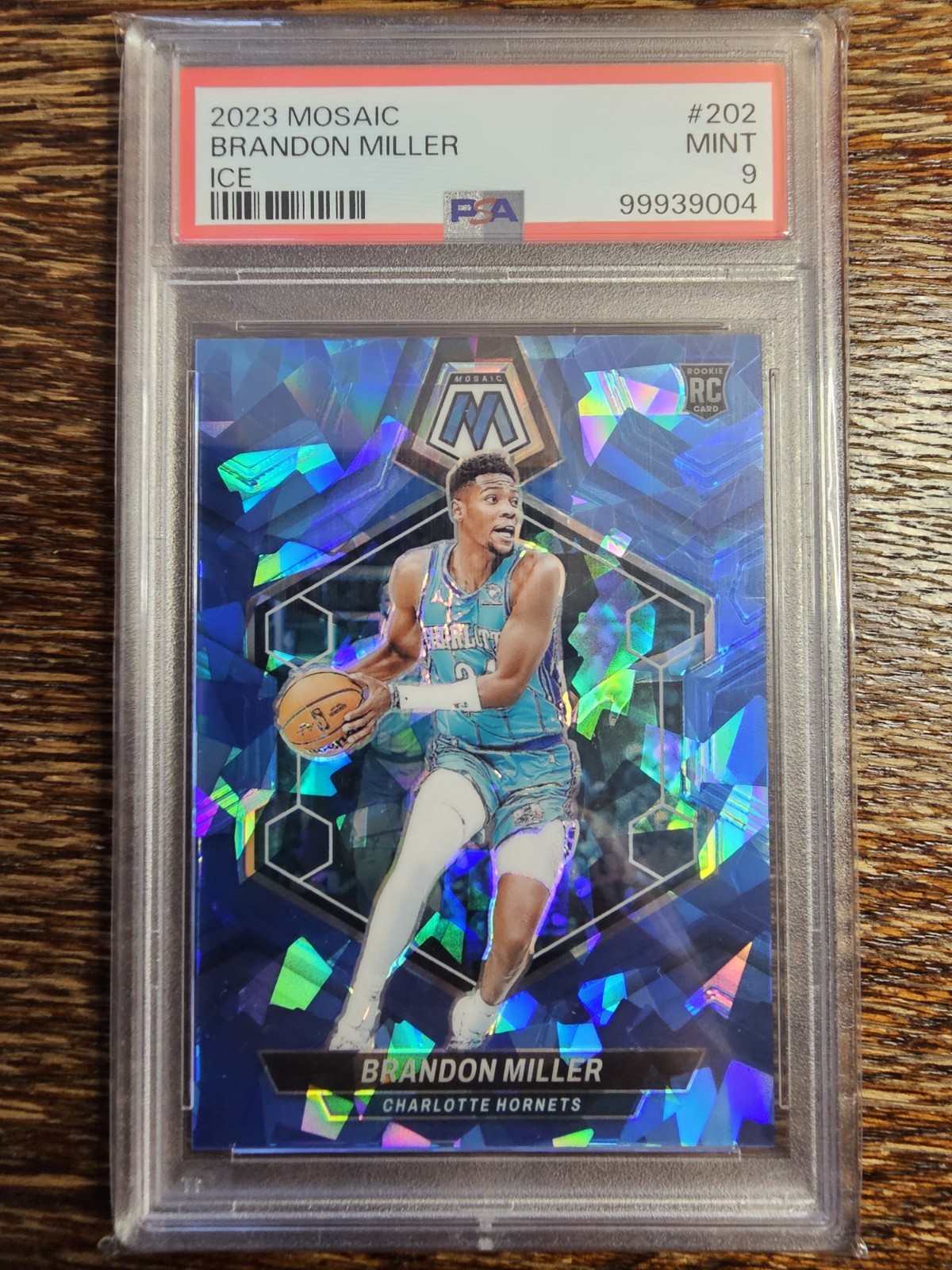 2023 Panini Mosaic Ice /125 #202 Brandon Miller Rookie PSA 9