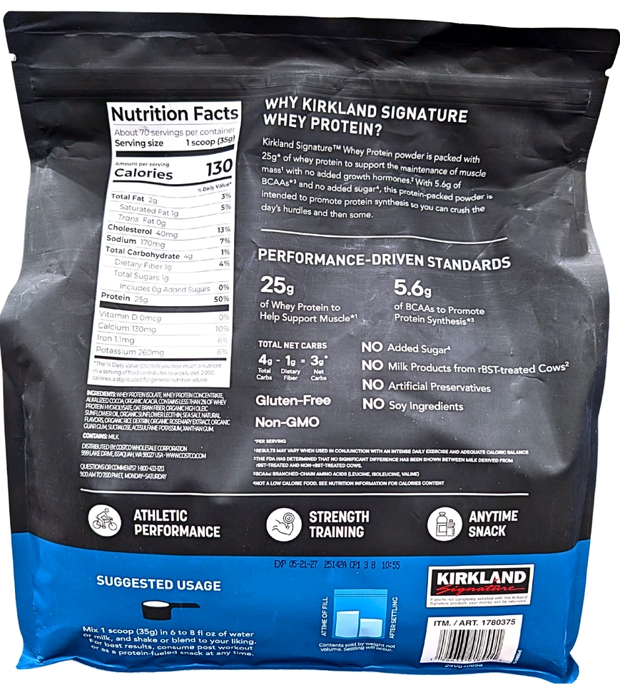 Kirkland Signature proteína de suero chocolate cremoso 5,4 libras EXP 05/2027 Foto 2 de 3