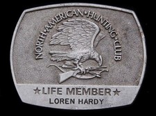 IA13139 VINTAGE 1981 NORTH AMERICAN HUNTING CLUB PEWTER BUCKLE