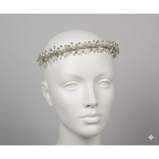 NWT David's Bridal Crystal Floral Vine Headpiece w Tags Headband Tiara Wedding