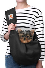 Small Dog Cat Sling Carrier Puppy Purse Travel Wrap Soft Crossbody Pet Bag Blac