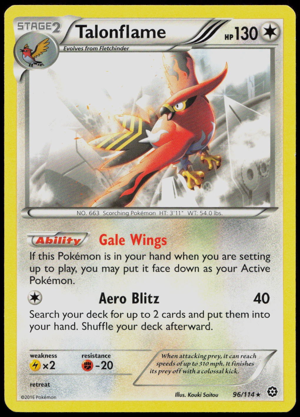 Talonflame 96/114 XY - Steam Siege Non-Holo Pokemon TCG