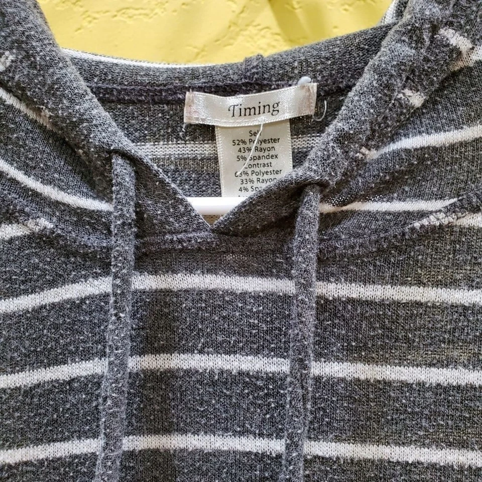 Timing Striped Hooded Pullover Top Gray XL - Image 3 of 4