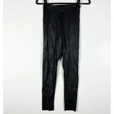 Commando Faux Vegan Leather High Waisted Skinny Leggings Black Large Raw