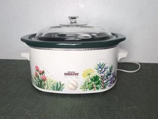 Vintage Rival Crockpot Stoneware Slow Cooker Oval Model #3755 Herb Garden theme