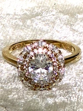 DIAMONIQUE CZ 35TH ANNIVERSARY DOUBLE HALO RING 14K GOLD-PLTD, SIZE 10 (M4943-52